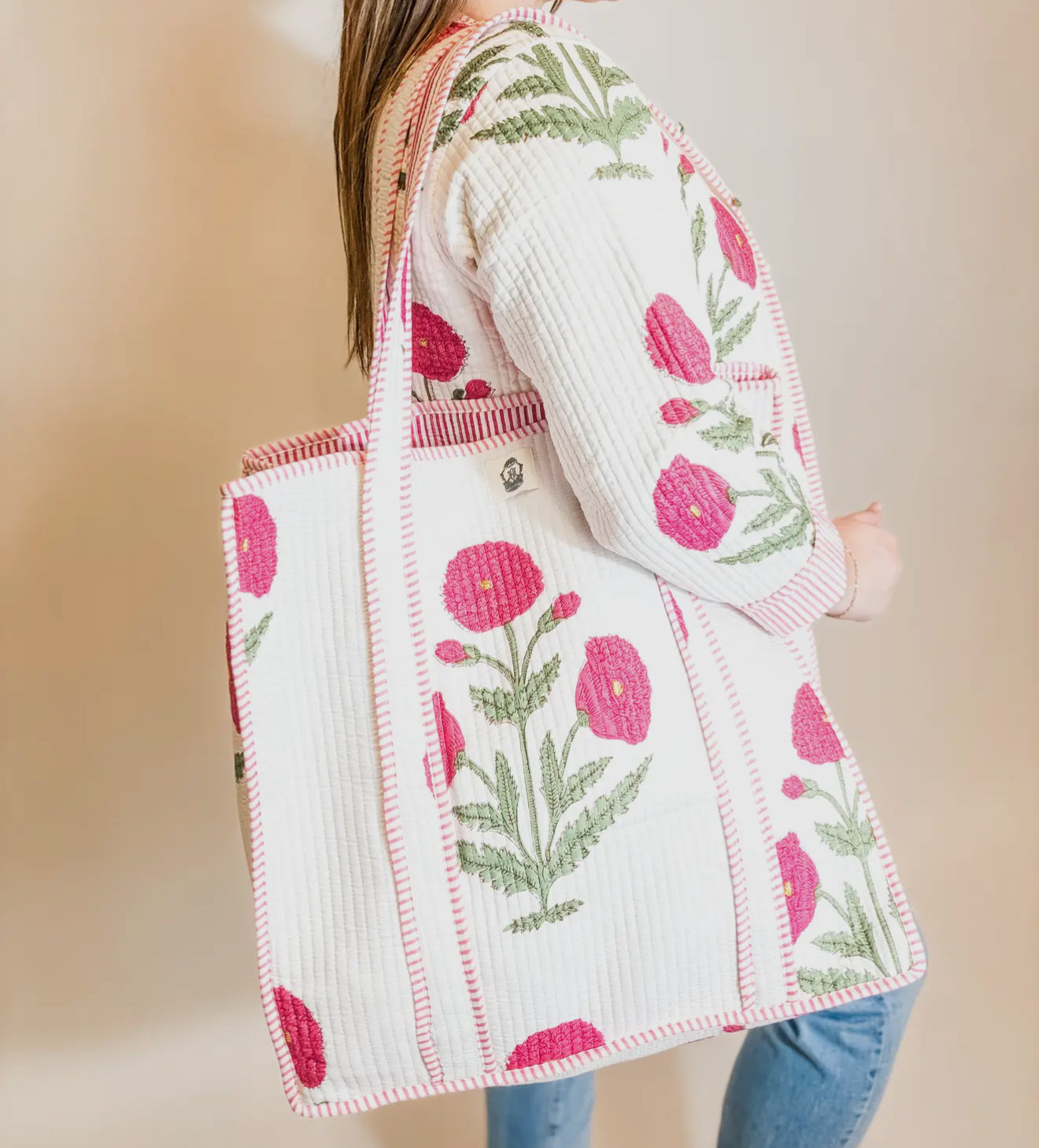 Pink Mughal Quilted Tote